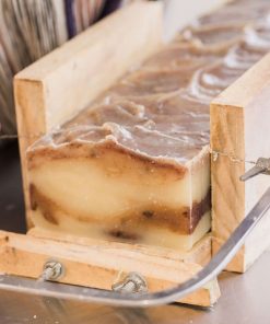 Lanae Rhoads cutting sweet cedarwood handmade organic bar soap