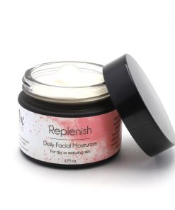 Close-up of hydrating facial lotion texture showing smooth lightweight consistency Caption: