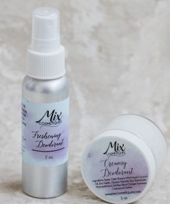 pair of natural, aluminum free deodorant a natural spray deodorant and a natural cream deodorant