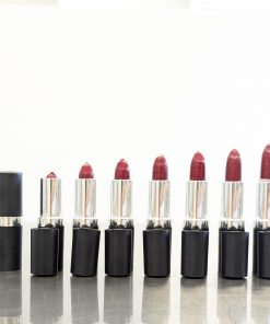 Moisturizing personalized lipstick customized for each person shown in a bold red shade with rich, buildable color—crafted with natural, plant-based ingredients for a smooth, nourishing finish.