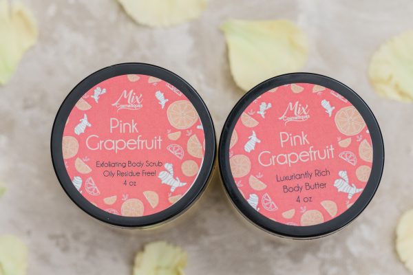 organic body butter and exfoliating sugar scrub pink grapefruit luxuriantly rich body butter