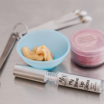 all the tools to make lip gloss in the mixery