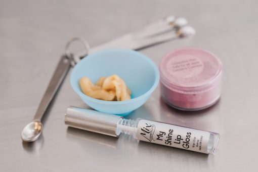 all the tools to make lip gloss in the mixery
