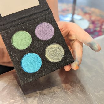 a colorful 4 color custom eyeshadow palette personalized for each customer