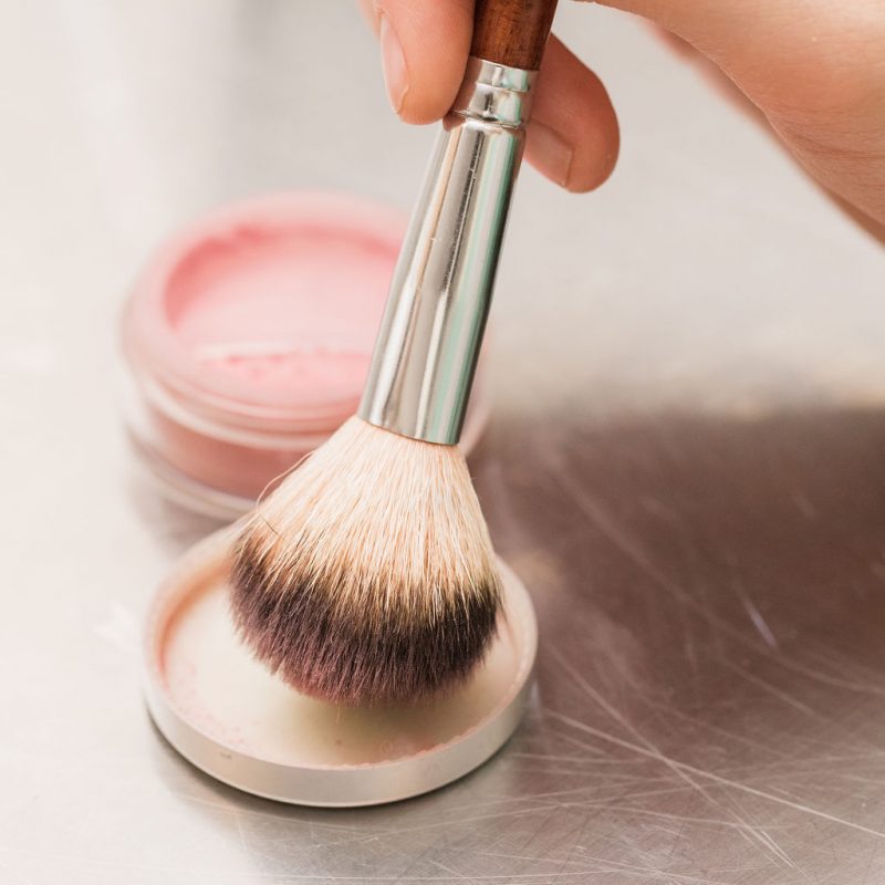 showing the finished custom blush from Mix Cosmetiques custom makeup experience