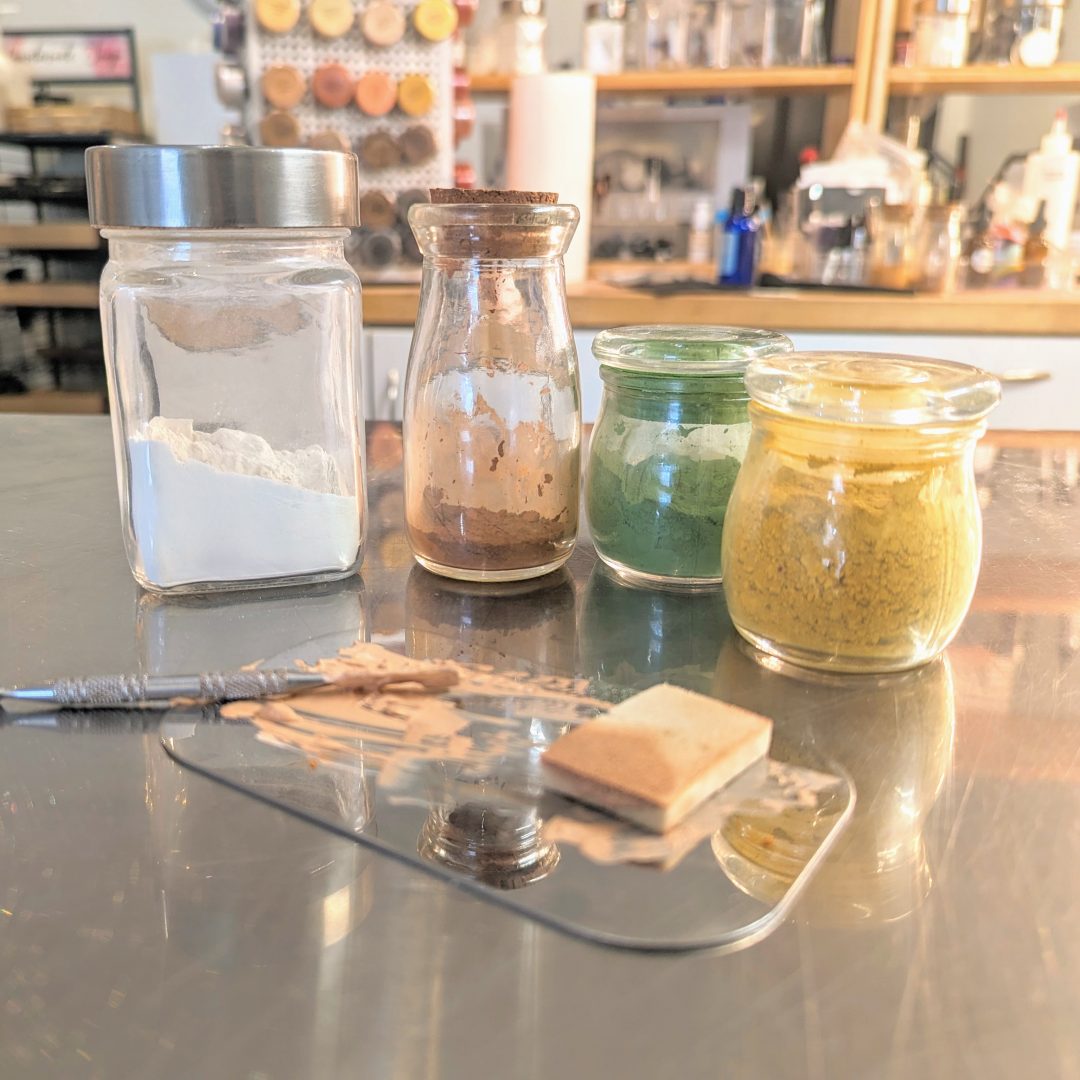 all the ingredients to make custom concealer including yellow and green pigments to neutralize and give color corrector to the concealer