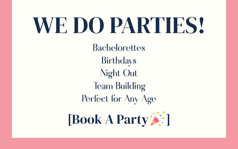 explains what kind of parties we offer including bachelorette parties birthday parties team building parties and things to do in superior WI and Duluth MN and NE Minneapolis