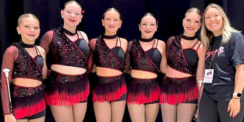 Group of dancers wearing custom Clean competition makeup